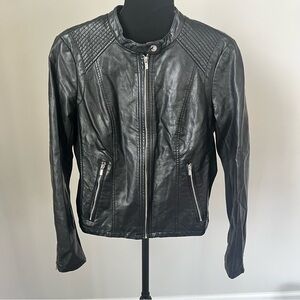 Express Fashion Women's Black Faux Leather Jacket Size Large